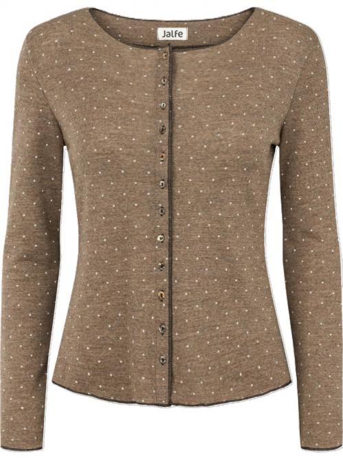 Jalfe "Cardigan Light Brown Dots Merino" Natural Melange 
